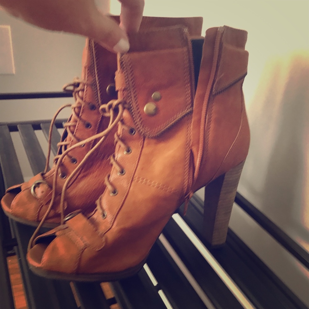 Peep toe booties in need of new home.